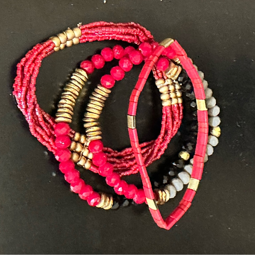 Burgundy and Gold Bracelets